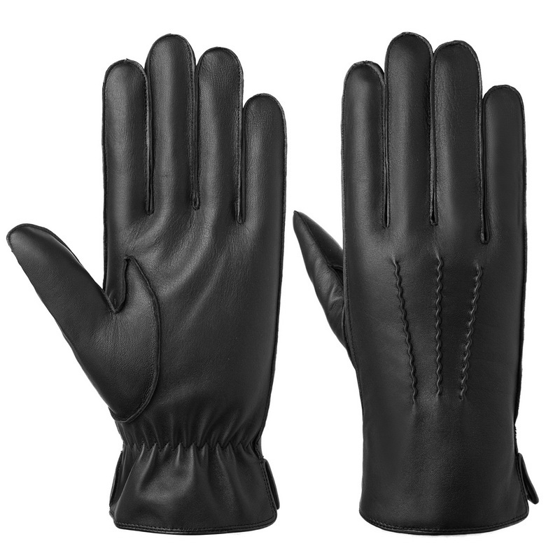 BW205 100 Genuine Lambskin Black Leather Driving Gloves Men Products